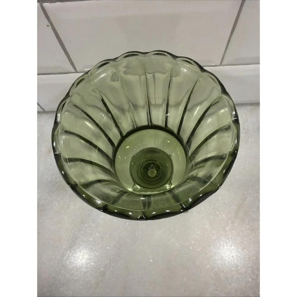 Hazel-Atlas Avocado Green Footed Vase ATC50 Fluted Pedestal 5.75
